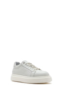 Men's White Thick Sole Lace Up Leather Sneaker | Derimod