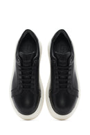 Men's Black Thick Sole Lace Up Leather Sneaker | Derimod