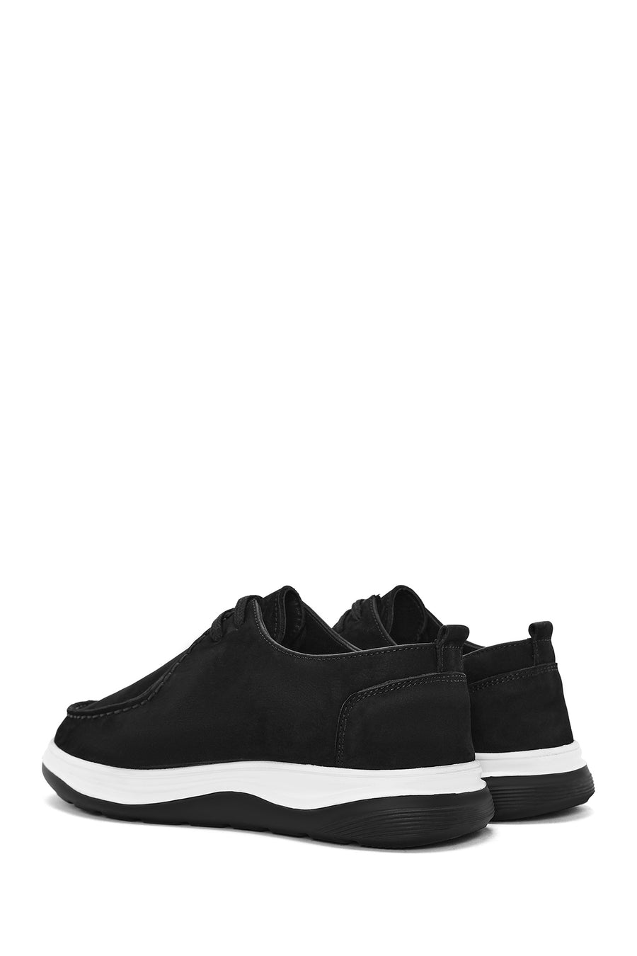 Men's Black Lace-Up Nubuck Leather Comfort Shoes