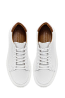Men's White Lace-up Thick-Sole Leather Sneaker | Derimod
