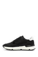 Men's Black Lace-up Thick-Sole Leather Sneaker | Derimod