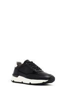 Men's Black Lace-up Thick-Sole Leather Sneaker | Derimod
