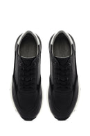Men's Black Lace-up Thick-Sole Leather Sneaker | Derimod