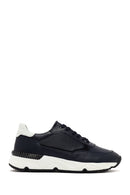 Men's Navy Blue Lace-up Thick-Sole Leather Sneaker | Derimod