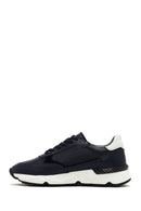 Men's Navy Blue Lace-up Thick-Sole Leather Sneaker | Derimod