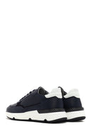 Men's Navy Blue Lace-up Thick-Sole Leather Sneaker | Derimod