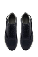 Men's Navy Blue Lace-up Thick-Sole Leather Sneaker | Derimod