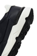 Men's Navy Blue Lace-up Thick-Sole Leather Sneaker | Derimod