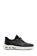 Men's Black Lace-up Thick-Sole Leather Sneaker | Derimod