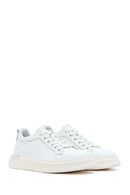 Men's White Lace-up Thick-Sole Leather Sneaker | Derimod