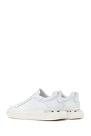 Men's White Lace-up Thick-Sole Leather Sneaker | Derimod