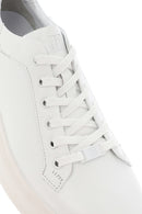 Men's White Lace-up Thick-Sole Leather Sneaker | Derimod