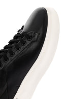 Men's Black Lace-up Thick-Sole Leather Sneaker | Derimod
