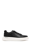 Men's Black Lace-up Thick-Sole Leather Sneaker | Derimod