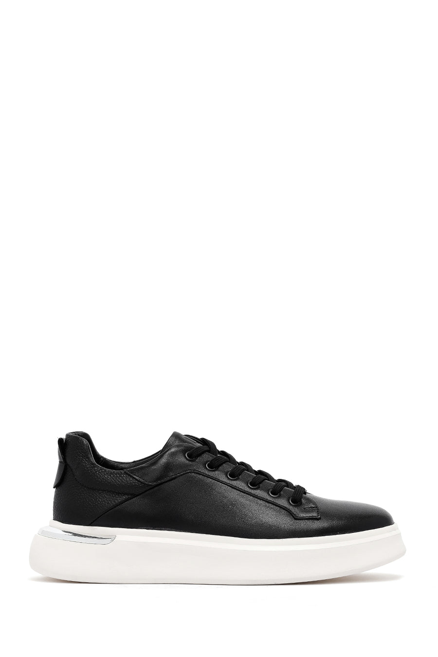 Men's Black Lace-up Thick-Sole Leather Sneaker 25SFD676818 | Derimod