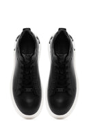 Men's Black Lace-up Thick-Sole Leather Sneaker | Derimod