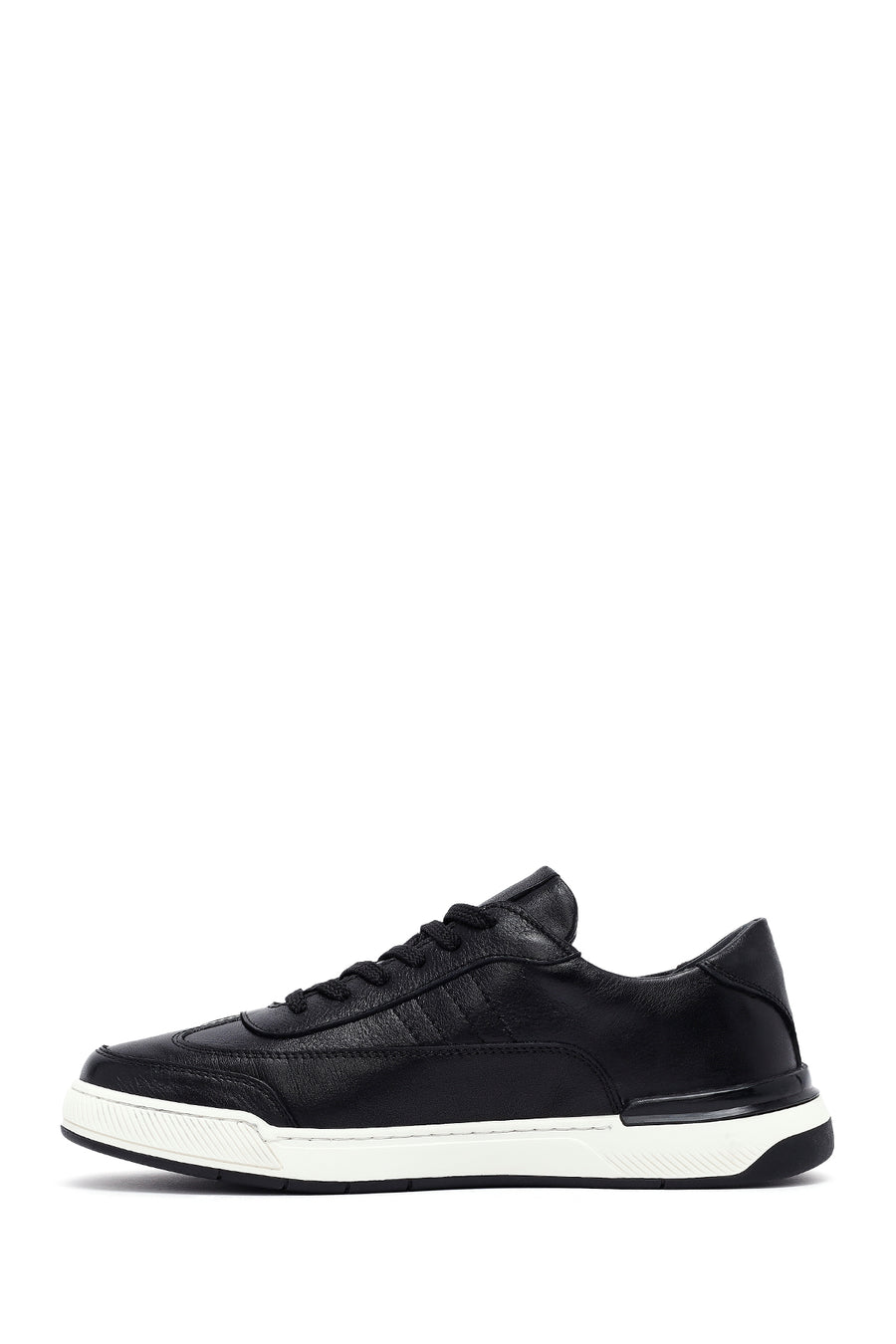 Men's Black Lace-up Leather Sneaker