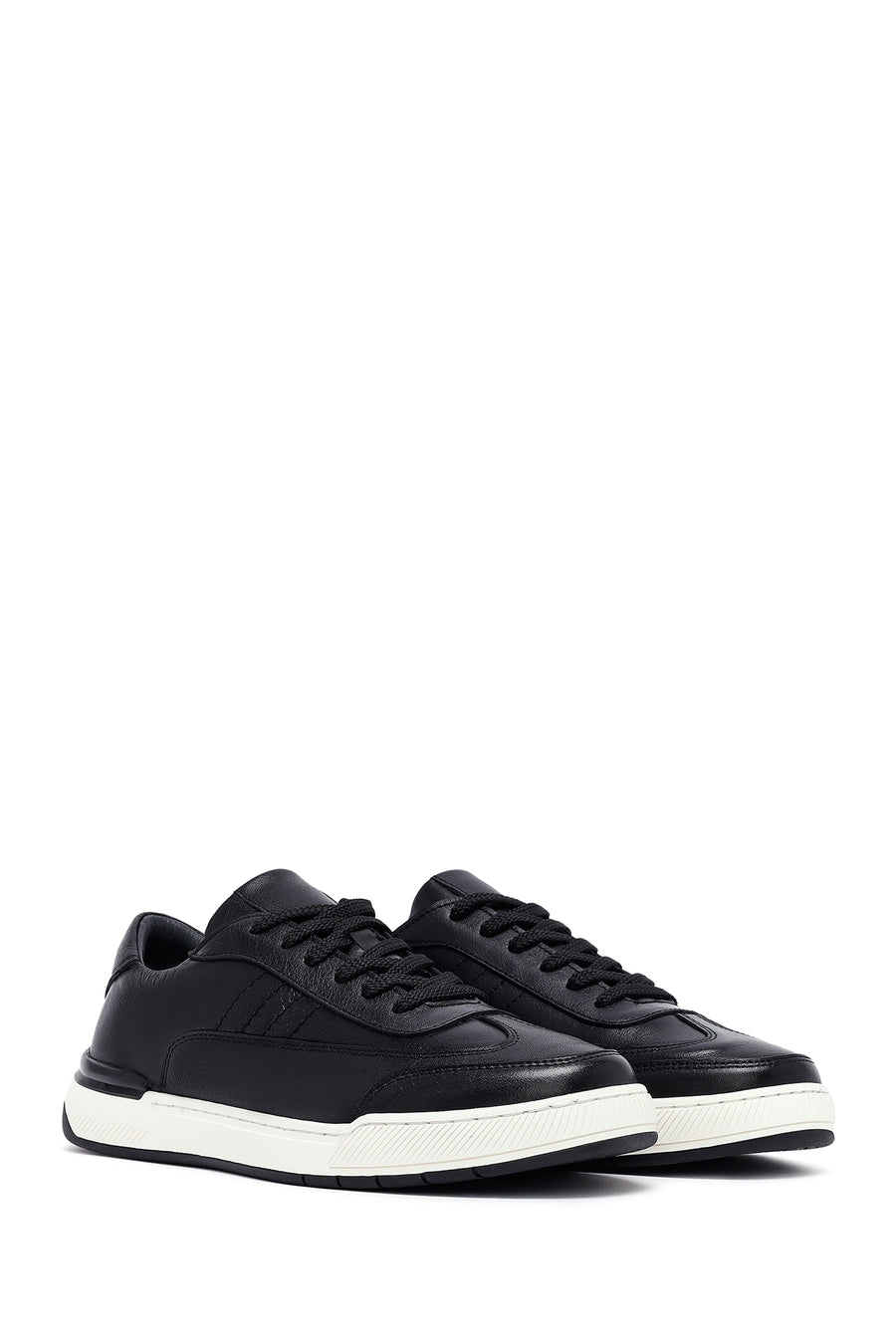 Men's Black Lace-up Leather Sneaker