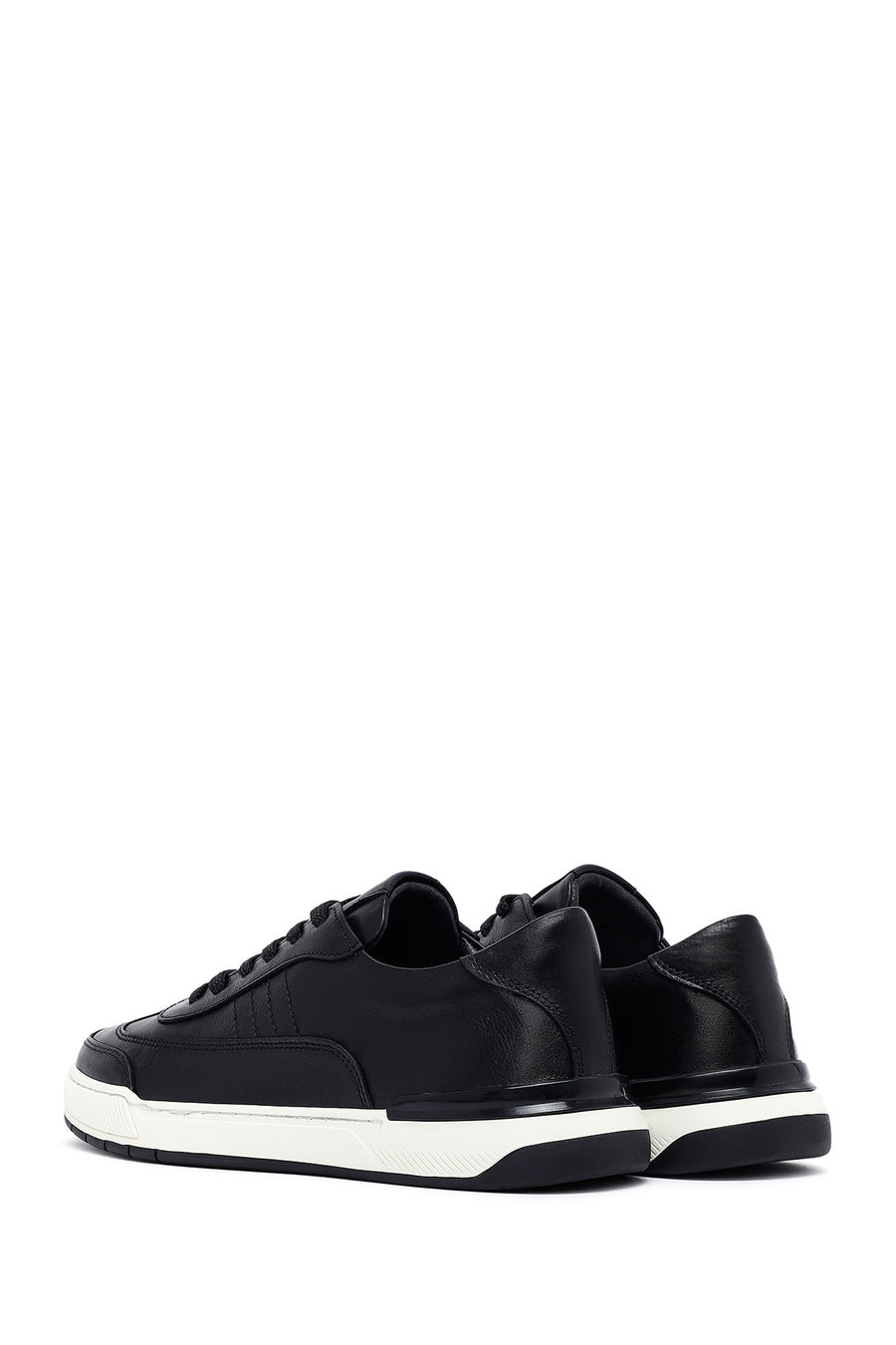 Men's Black Lace-up Leather Sneaker