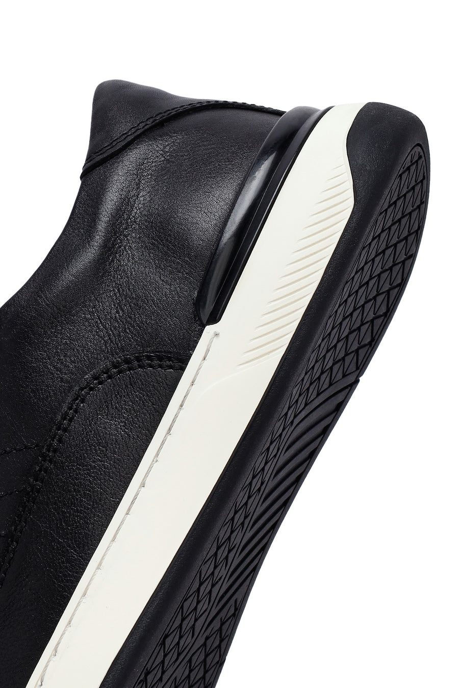 Men's Black Lace-up Leather Sneaker
