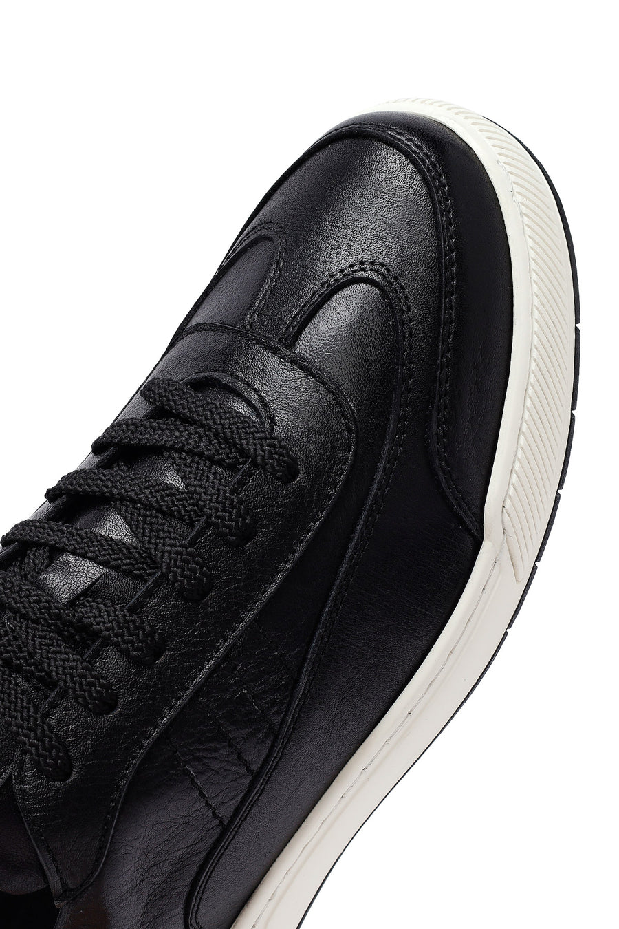 Men's Black Lace-up Leather Sneaker