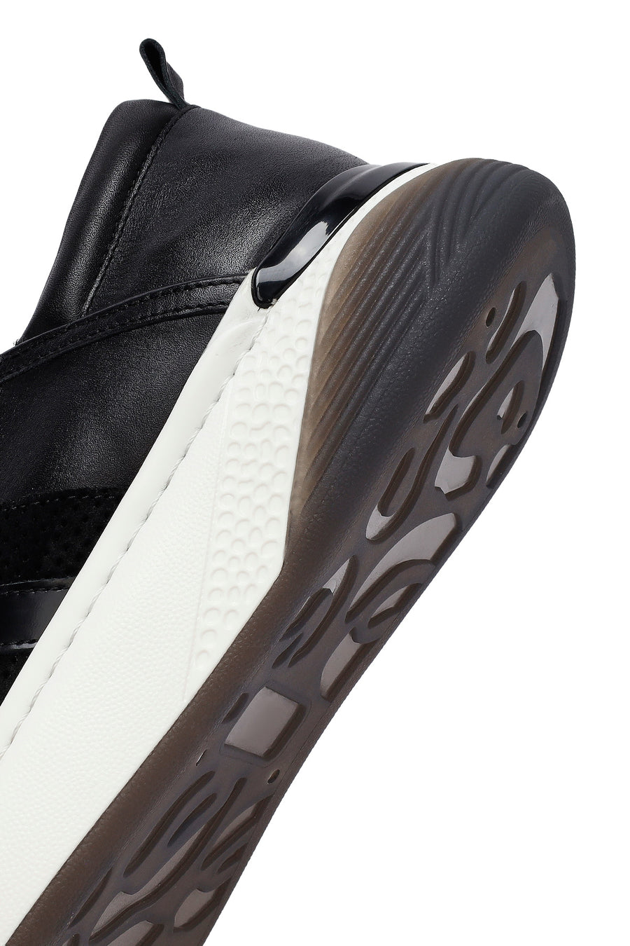 Men's Black Lace-Up Thick Sole Leather Sneakers