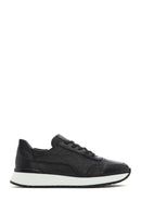 Men's Black Lace-up Thick-Sole Leather Casual Sneaker | Derimod