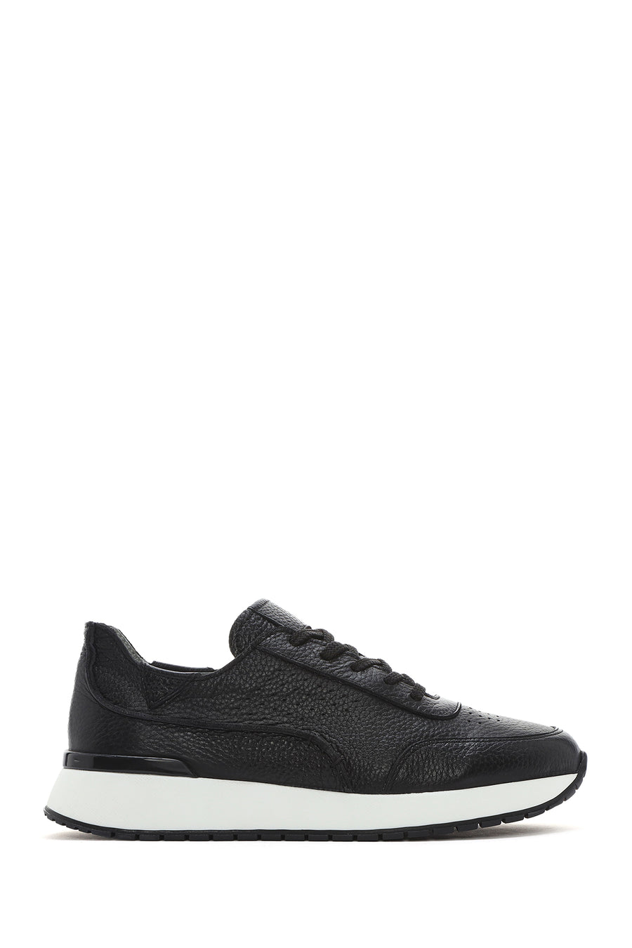Men's Black Lace-up Thick-Sole Leather Casual Sneaker 25SFD6885FT | Derimod