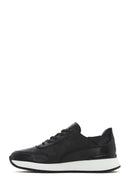 Men's Black Lace-up Thick-Sole Leather Casual Sneaker | Derimod