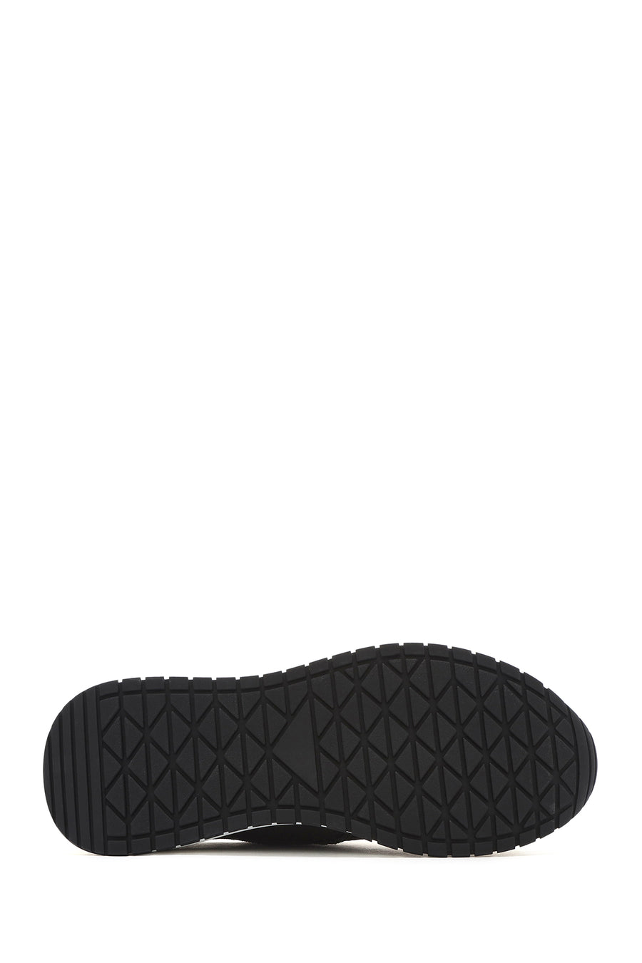 Men's Black Lace-up Thick-Sole Leather Casual Sneaker