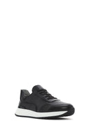 Men's Black Lace-up Thick-Sole Leather Casual Sneaker | Derimod