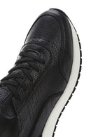 Men's Black Lace-up Thick-Sole Leather Casual Sneaker | Derimod