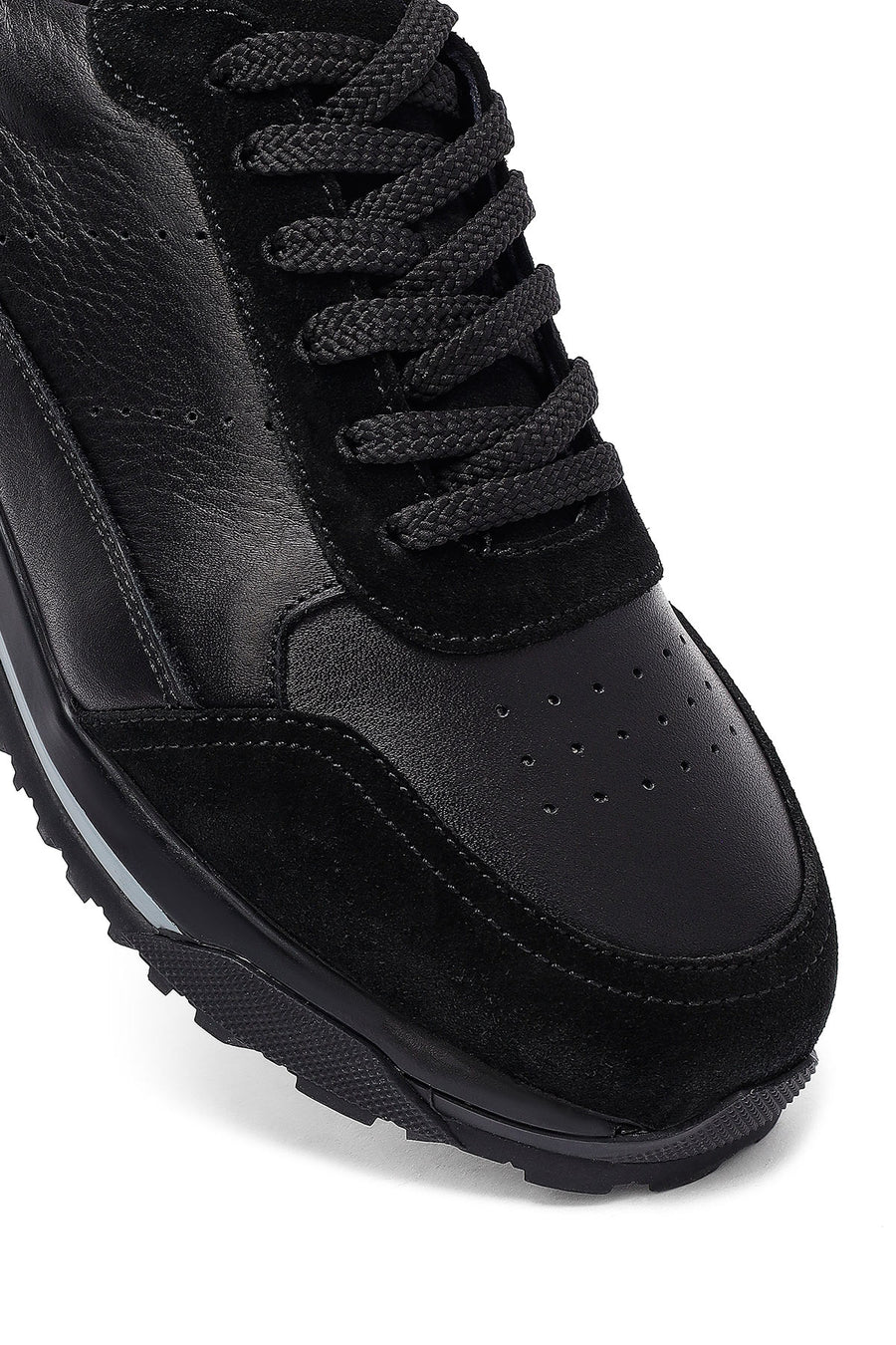 Men's Black Lace Up Leather Sneakers
