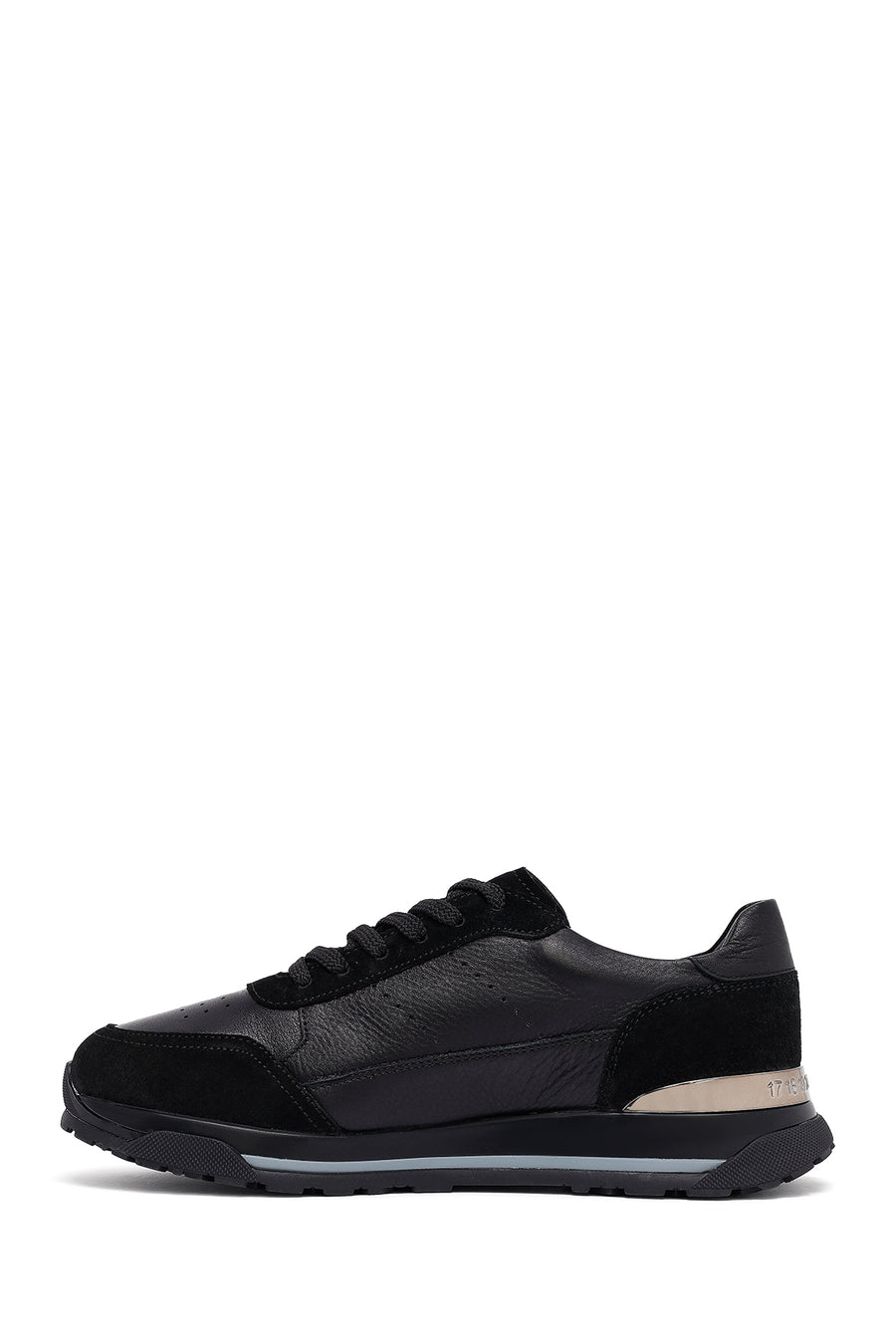 Men's Black Lace Up Leather Sneakers