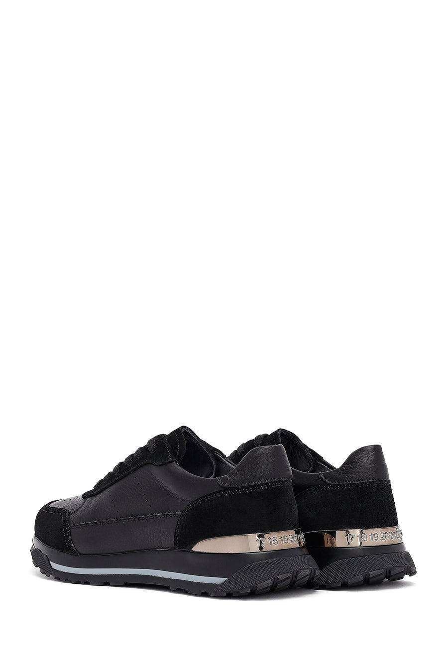 Men's Black Lace Up Leather Sneakers