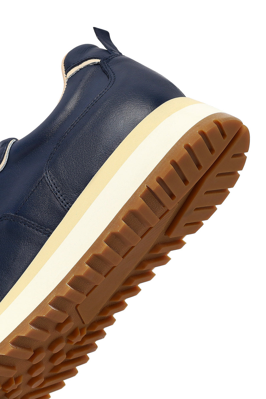 Erkek Lacivert Bağcıklı Kalın Tabanlı Deri Sneaker