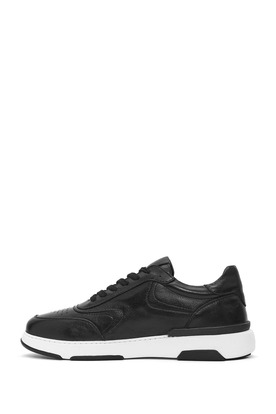 Men's Black Lace-up Leather Sneaker
