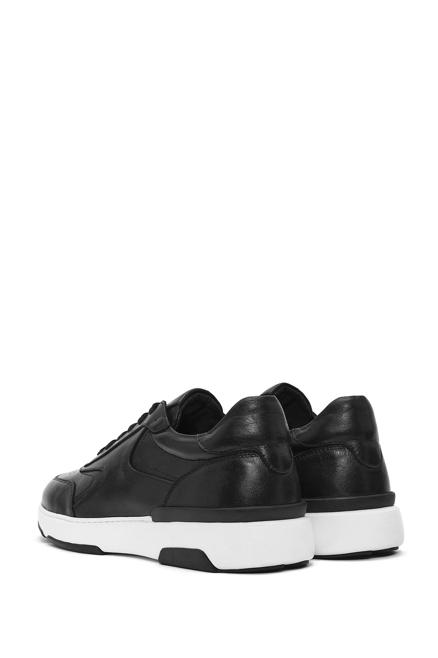 Men's Black Lace-up Leather Sneaker
