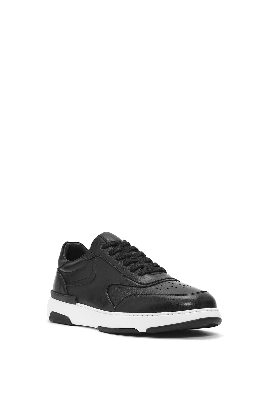 Men's Black Lace-up Leather Sneaker