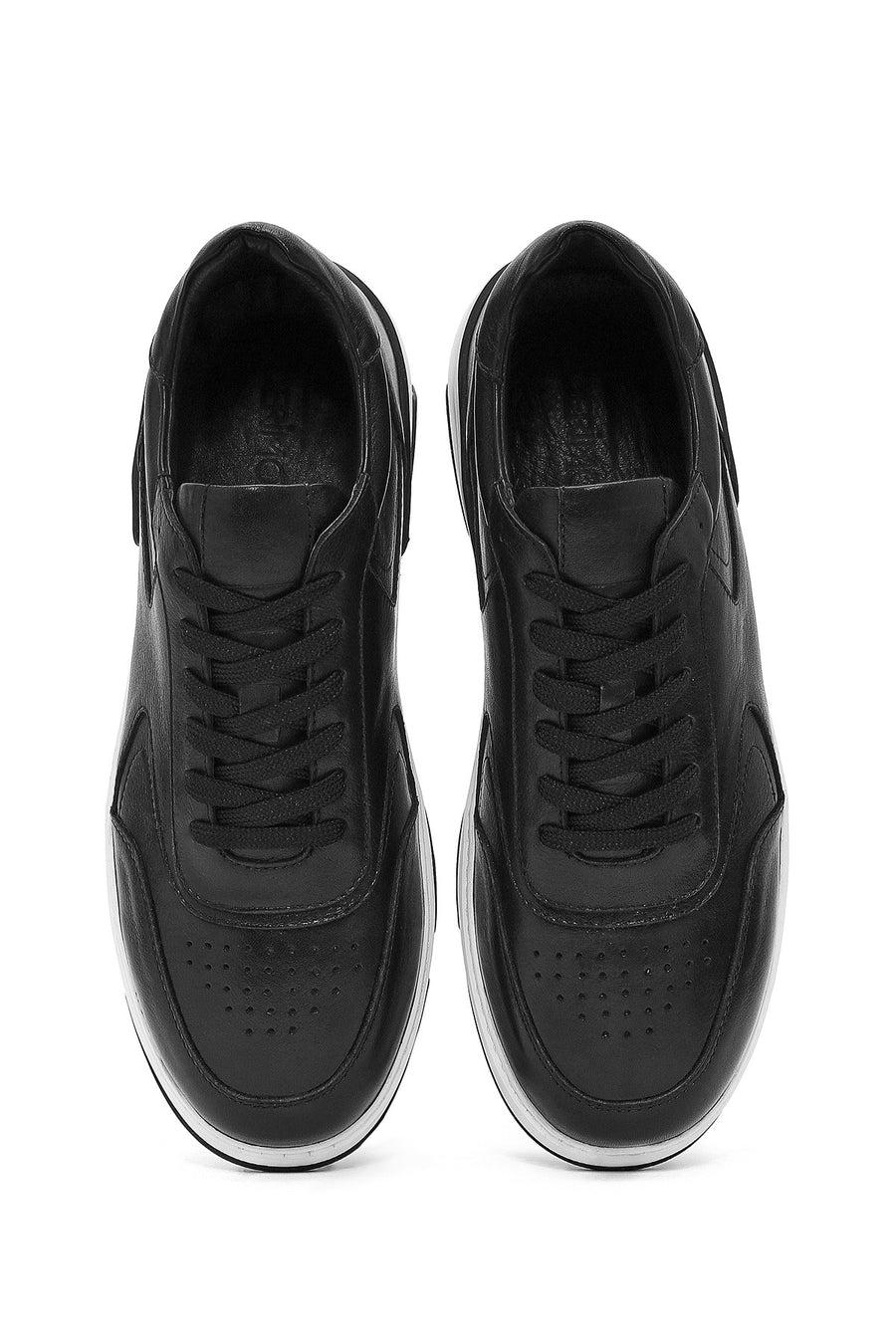 Men's Black Lace-up Leather Sneaker