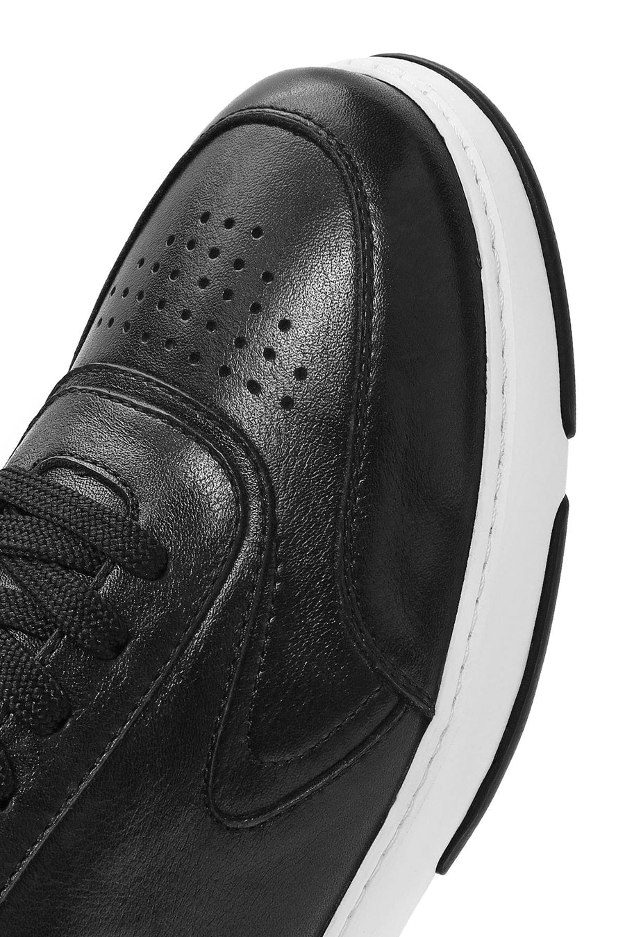 Men's Black Lace-up Leather Sneaker