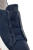 Men's Navy Blue Lace-Up Leather Sneaker | Derimod