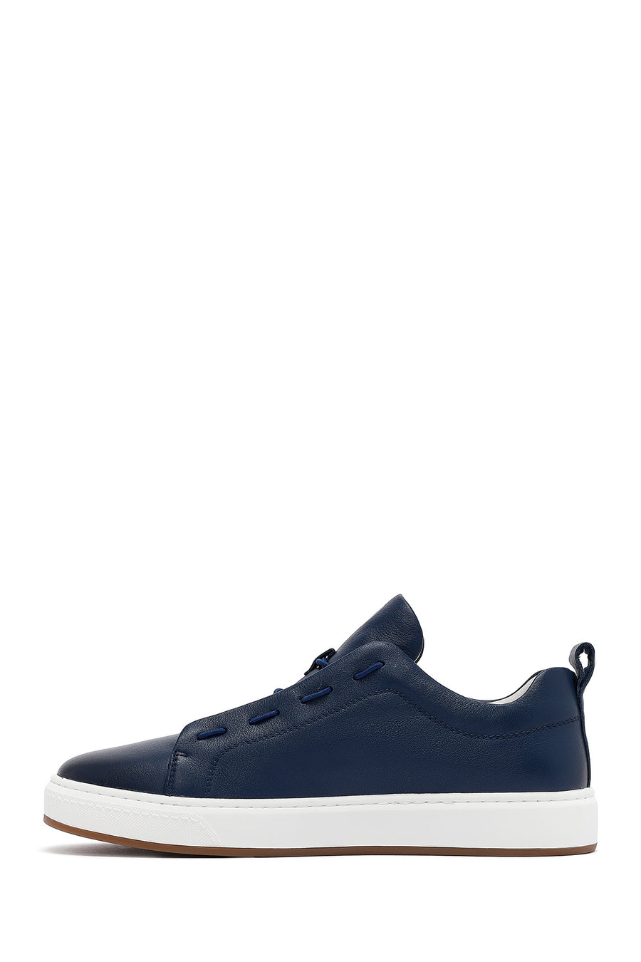 Men's Navy Blue Lace-Up Leather Sneaker