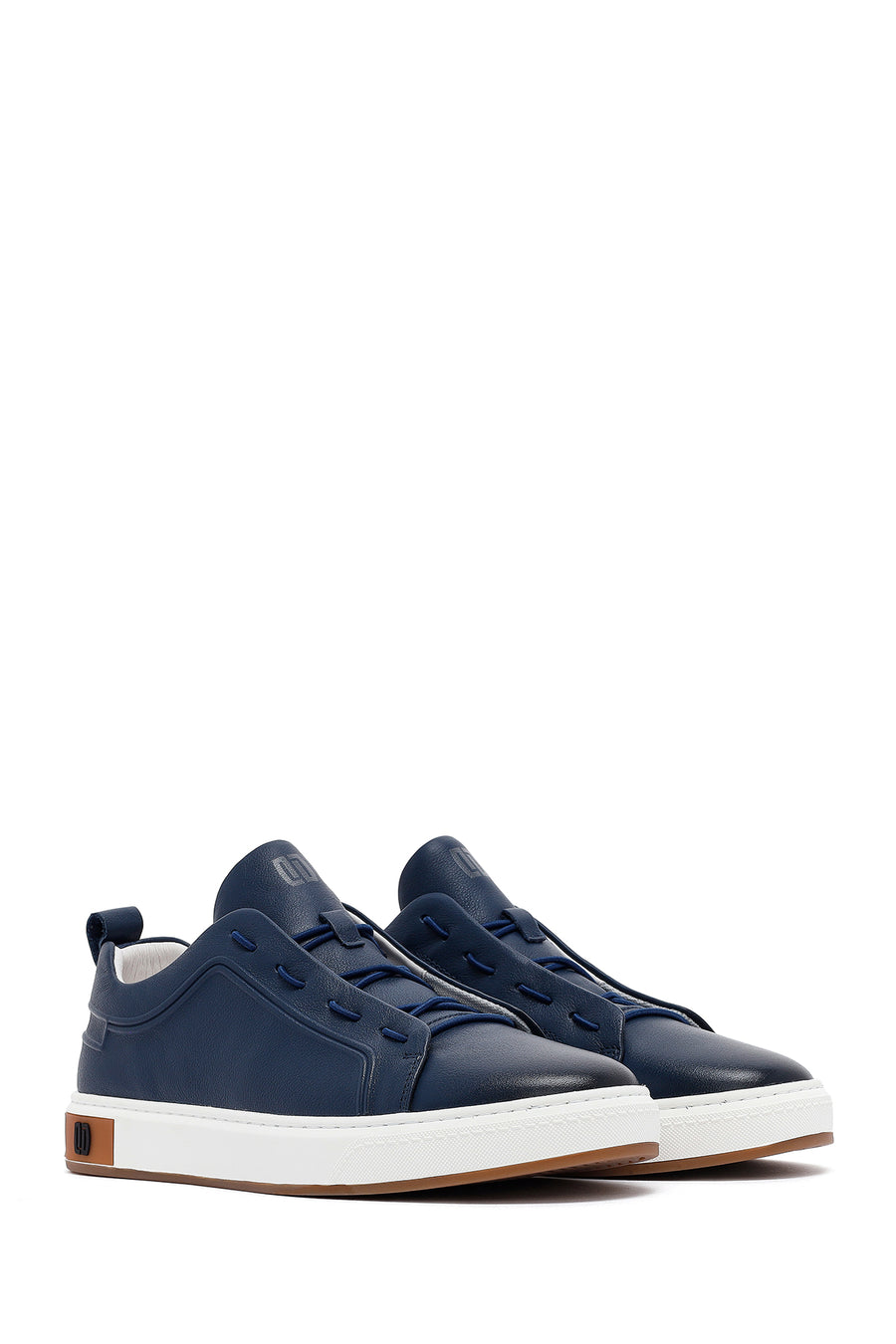 Men's Navy Blue Lace-Up Leather Sneaker