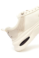Men's Beige Lace-Up Thick-Sole Fabric Sneakers | Derimod