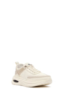 Men's Beige Lace-Up Thick-Sole Fabric Sneakers | Derimod