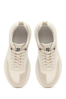 Men's Beige Lace-Up Thick-Sole Fabric Sneakers | Derimod