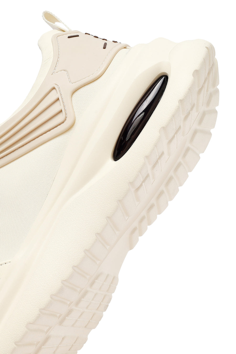 Men's Beige Lace-Up Thick-Sole Fabric Sneakers