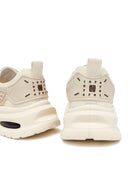 Men's Beige Lace-Up Thick-Sole Fabric Sneakers | Derimod