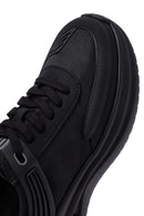 Men's Black Lace-Up Thick-Sole Fabric Sneakers | Derimod